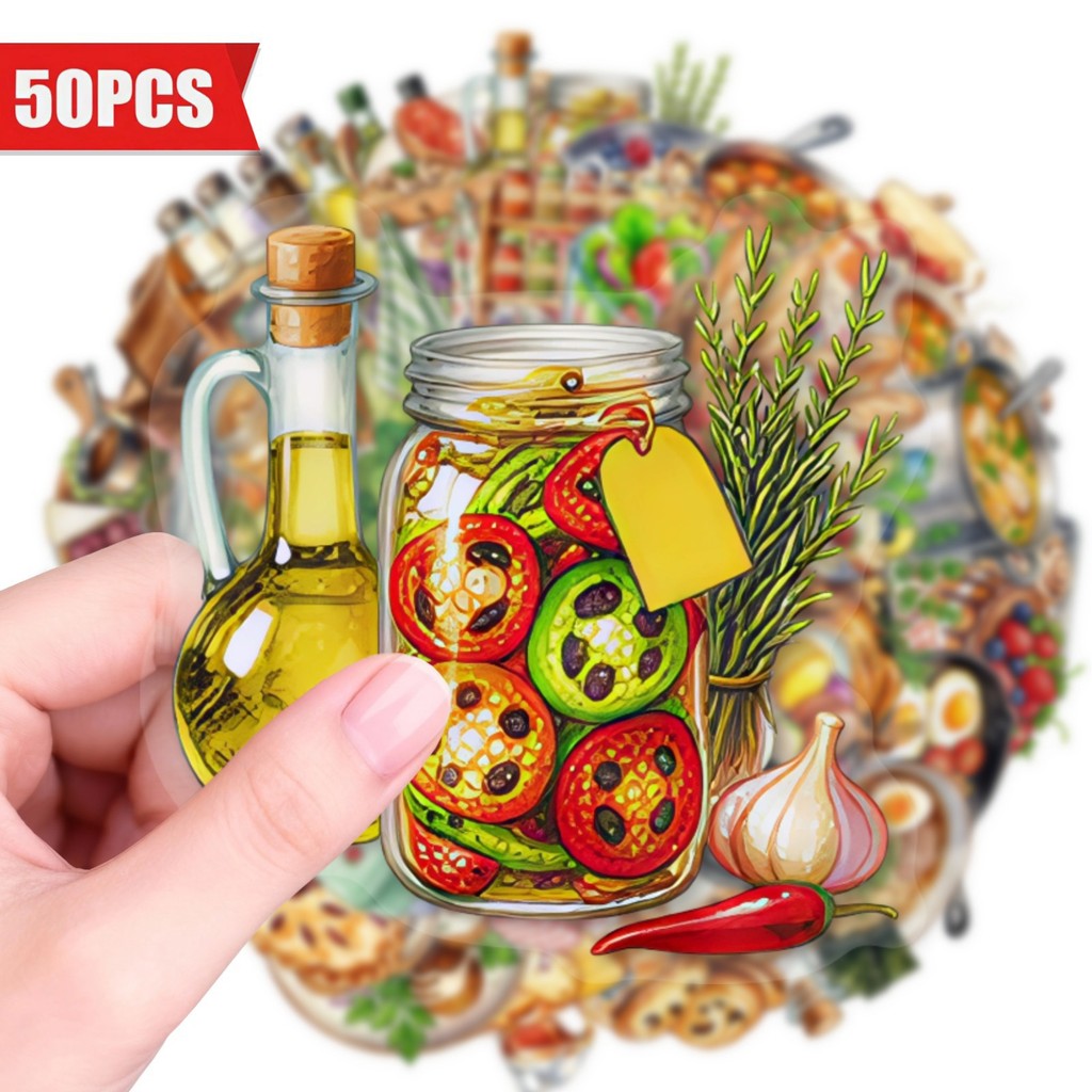 Baking (Kitchen Ingredient) - 50 sztuk przezroczystych naklejek PET do