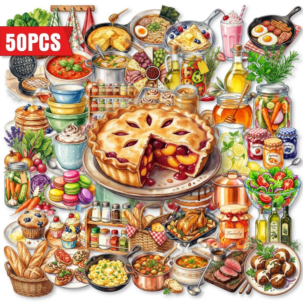 Baking (Kitchen Ingredient) - 50 sztuk przezroczystych naklejek PET do